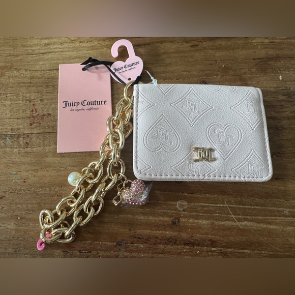 Juicy Couture Light Pink Card Holder with Gold Chain - Picture 1 of 4